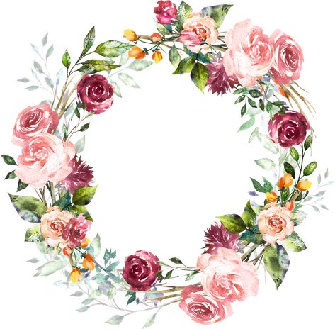 Circle Flower Frame, Flower Round Frame, Floral Round Frame, Newborn Backdrop, Flower Circle, Floral Border Design, Wreath Watercolor, Birthday Template, Flower Border