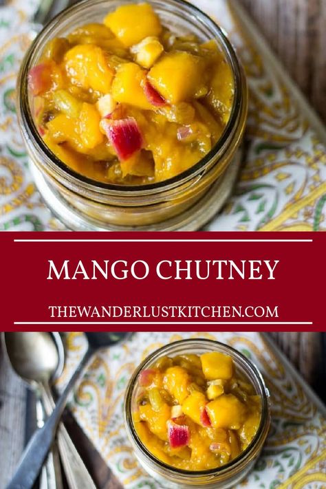 This simple recipe for mango chutney calls for lots of ripe mangoes, onion, garlic, and ginger root. Make a large batch and freeze the leftovers! Mango Chutney Recipe Easy, Chili Chutney, Mango Chutney Recipe, Mango Chili, Chili Mango, Garlic And Ginger, Mango Chutney, Chutney Recipe, Peach Mango