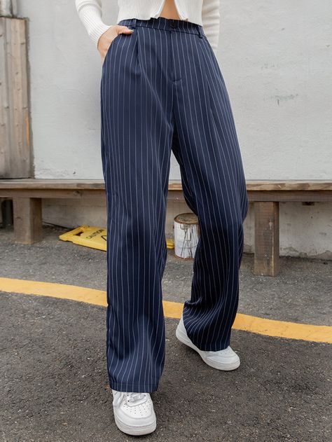 Classy Trousers, Pin Stripe Pants, Slacks Outfit, Stripe Pants, Womens Business Casual, Pin Stripe, Women Pants, Casual Stripes, Fashion Online Shop