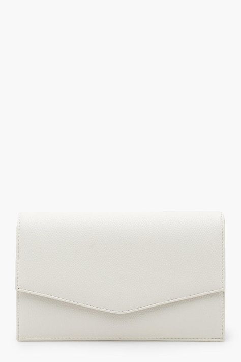 Womens Grainy PU Envelope Clutch Bag & Chain - white - One Size White Prom Purse, Classy Clutch Purses, White Evening Bag, Prom Bags Clutches, Bags For Prom, Ladies Purses Handbags, Christmas Clutch, Prom Bags, White Clutch Bag