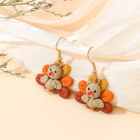 Turkey Polymer Clay Earrings New! Bundle And Save! Fantasy Earrings, Polymer Clay Gifts, Halloween Clay, Clay Keychain, Clay Magnets, Polymer Earrings, Cute Polymer Clay, Fall Earrings, Clay Figures