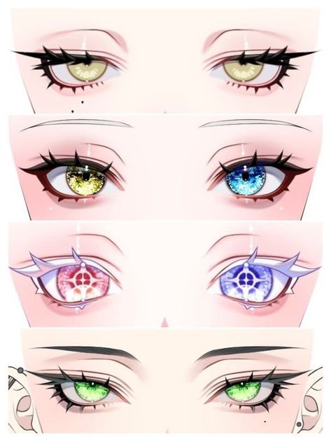 Eye Creative Drawing, Unique Eyes Drawing, Eyelash Drawing Reference, Eyes Color Drawing, Vtuber Eyes Reference, Eye Inspo Drawing, Eye Styles Drawing, Eyes Reference Drawing, Vtuber Eyes