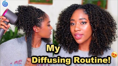 How To Diffuse Curly Hair Black, Natural Hair Diffuser Wash And Go, Stretched Curls Natural Hair, Loose Natural Curls Hairstyles, Diffuser On 4c Hair, Diffuse Natural Hair, Diffuse Curly Hair Natural Curls, Diffuser Curls, Natural Hair Wash And Go