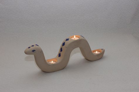 Gabriel Ceramics Sweden candle holder snake exclusive design decor Size 41cm / 16,14' in made of ceramic very heavy Clay Snake Ring Holder, Cute Candle Holders, Cute Clay Gifts, Snake Ceramics, Snake Pottery, Ceramics Candle Holder, Snake Decorations, Snake Candle Holder, Pottery Gift Ideas