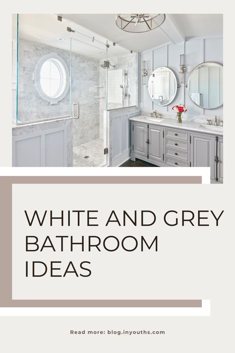 WHITE AND GRAY BATHROOM IDEAS Grey Floor White Vanity Bathroom, Grey And White Marble Bathroom Ideas, White And Chrome Bathroom Ideas, Grey And White Master Bath Ideas, Grey And White Shower Tile Ideas, Grey And White Bathroom Ideas Modern, Grey And White Bathrooms, White And Grey Bathroom Ideas, Bathroom Grey And White