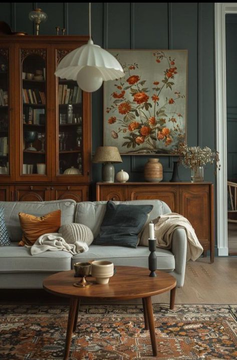 Living Room With Character, Earthy Home Design, Cottage Core Decor Living Room, Cottage Core Living Room Ideas, Cottagecore Aesthetic Living Room, Cozy Eclectic Home, Room With Character, Cottage Core Living Room, Whimsical Living Room