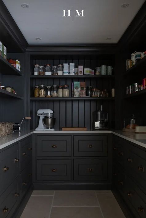 Kitchen With Black Cabinets, Desain Pantry Dapur, Humphrey Munson, Pantry Inspiration, Pantry Room, Desain Pantry, Butler’s Pantry, Kitchen Confidential, Pantry Remodel