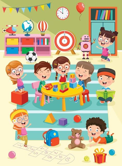 Picture Composition, Preschool Activities Toddler, Children Playing, Kids Clipart, Preschool Classroom, Montessori Activities, Art Drawings For Kids, Kindergarten Classroom, Kids' Book