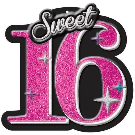 Sweet 16 Celebration Glitter Cut Out Sweet 16 Party, Sweet 16, Wall Decoration, Glitter, Birthday, Wall, Pink, Black