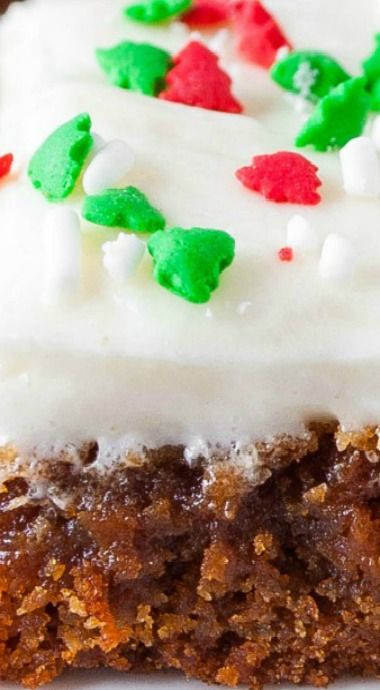 Gingerbread Bars with Eggnog Frosting Gingerbread Bars With Eggnog Frosting, Eggnog Icing, Eggnog Frosting, Gingerbread Bars, Easy Christmas Dessert, Winter Kitchen, Christmas Baking Cookies, Pinterest Christmas, Christmas Desserts Easy