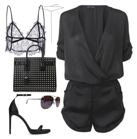 "Sin título #2285" by camila-echi ❤ liked on Polyvore featuring Bling Jewelry, Burberry, Traffic People and Yves Saint Laurent Saint Laurent Inspired Outfit, Ysl Style Outfits, Ysl Inspired Outfit, Chic Luxury Black Shorts, Saint Laurent Black Dress, Traffic People, Complete Outfits, Off Duty, Inspiration Mode