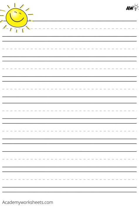 Printable Lined Paper for children learning to write. kindergarten, first grade, 2nd grade paper Kindergarten Lined Paper, Lined Paper For Kids, Children Worksheets, Writing Titles, Printable Lined Paper, Handwriting Paper, Paper Child, Paper Png, Division Worksheets