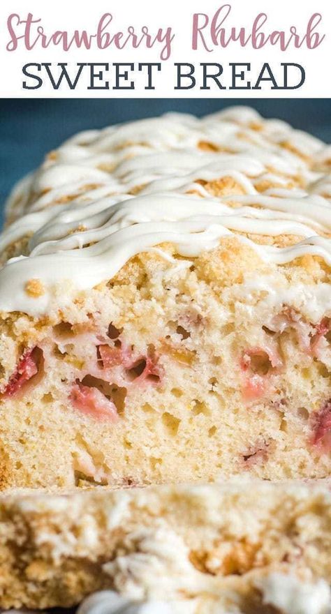 Strawberry Rhubarb Bread, Rhubarb Bread Recipe, Best Rhubarb Recipes, Strawberry Bread Recipes, Carrot Cake Bread, Orange Bread Recipe, Rhubarb Bread, Cherry Bread, Fresh Strawberry Recipes