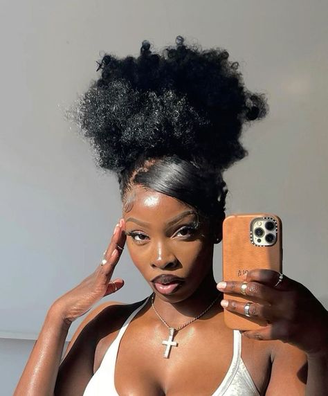 Ponytail Puff Hairstyles For Black Hair, Pigtails Black Women, Ponytail Puff Hairstyles, Afro Pigtails, 4c Natural Hairstyles, Puff Hairstyles, Barbie Hairstyles, Lovely Hairstyles, Barbie Tingz