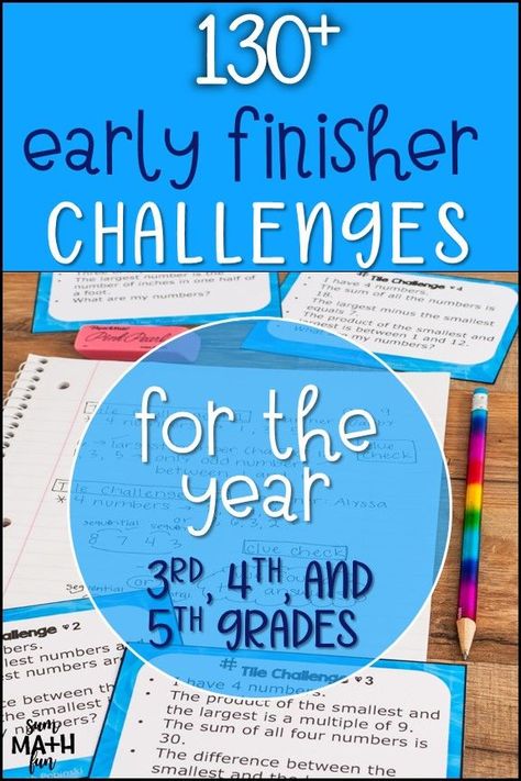 Math Early Finishers, 5th Grade Activities, Gifted Students, Fast Finisher Activities, Activities For Students, Substitute Teaching, Fifth Grade Math, Upper Elementary Math, Math Problem Solving