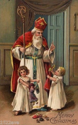 Christmas Reflections, Antique Christmas Cards, St Nicholas Day, Christmas Card Illustration, Postal Vintage, Santa Pictures, San Nicolas, St Nicolas, Saint Nicolas