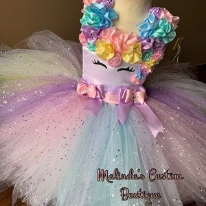 Unicorn Tutu Dress Unicorn Birthday Dress Unicorn Horn | Etsy Princess Unicorn Party, Vestidos Color Pastel, Unicorn Tutu Dress, Unicorn Costume Kids, Flower Unicorn, Party Dress Birthday, Unicorn Flower, Unicorn Birthday Outfit, Unicorn Themed Birthday Party