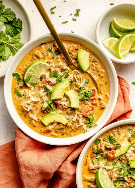 Creamy Taco Soup | Gimme Delicious Creamy Taco Soup, Gimme Delicious, Homemade Taco Seasoning Recipe, Best Soups, Low Carb Meal Prep, Making Dinner, Fitness Coaching, Low Carb Zucchini, Fresh Avocado