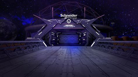 Schneider Virtual Event Design on Behance Jazz Cafe, Advertising Graphic Design, Neon Room, Event Stage, Stage Set, Cyberpunk Art, Exhibition Stand, Graphic Design Advertising, Booth Design