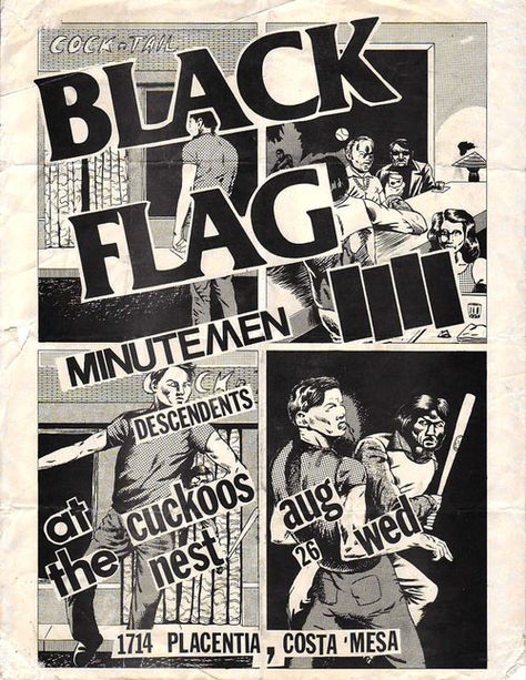 Black Flag Poster, Punk Rock Posters, Raymond Pettibon, Punk Poster, Concert Flyer, Music Flyer, Band Poster, Punk Design, Punk Art