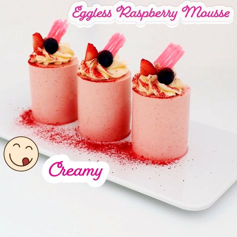 EGGLESS & Simple Mini Raspberry Mousse Recipe! | raspberry, mousse, recipe | EGGLESS & Simple Mini Raspberry Mousse Recipe! | By Cupcake Savvy Raspberry Mousse Recipe, Mousse Entremet, Mini Dessert Easy, Special Deserts, Cupcake Savvy, Mini Mousse, Raspberry Mousse Cake, Mousse Cake Recipe, Dessert Mini