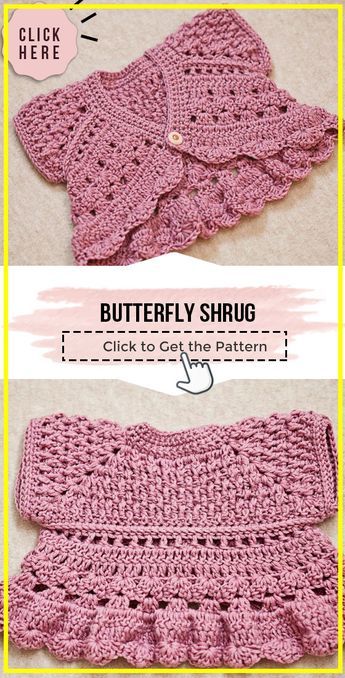 Crochet Baby Shrug, Crochet Bolero Pattern Children, Crochet Butterfly Shrug Free Pattern, Girls Crochet Cardigan Pattern Free, Crochet Baby Cardigan Free Pattern Easy, Printable Crochet Patterns Free, Crochet For Toddlers, Crochet Baby Jacket Free Pattern, Crochet Girls Cardigan