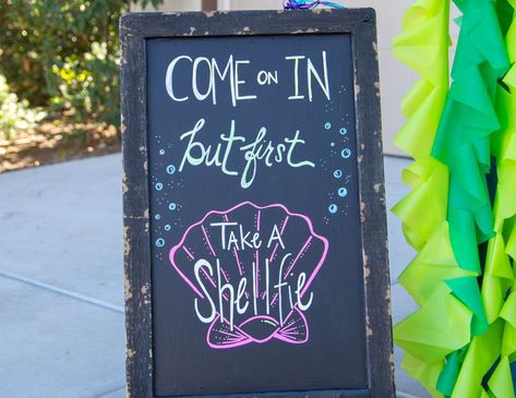 Mermaid Chalkboard, Mermaid Happy Birthday, Bday Decor, Mermaid Birthday Party Decorations, Party Quotes, Birthday Mermaid, Search Party, Mermaid Sticker, Kid Parties