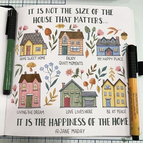 Jane Maday (@janemaday) • Instagram photos and videos Jane Maday, Square Sketchbook, Pitt Artist Pens, Gcse Art Sketchbook, Journal Fonts, Illustration Quotes, Bullet Journal Notebook, Diary Ideas, October 29