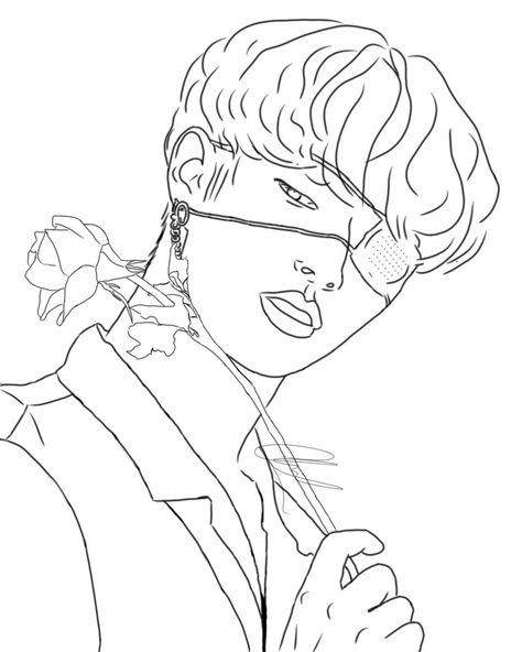 #Kpop #ATEEZ #Mingi #Dibujos ✨ Kpop Line Art Drawing, Kpop Ateez, Ateez Mingi, Mingi Ateez, Creative Bookmarks, Kpop Drawings, Line Art Design, Outline Drawings, Art Drawings Sketches Simple