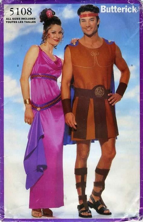 Meg Costume, Hercules Costume, Hercules Movie, Biblical Costumes, Toga Dress, Mens Tunic, Patterns Halloween, Halloween Parejas, Greek Costume