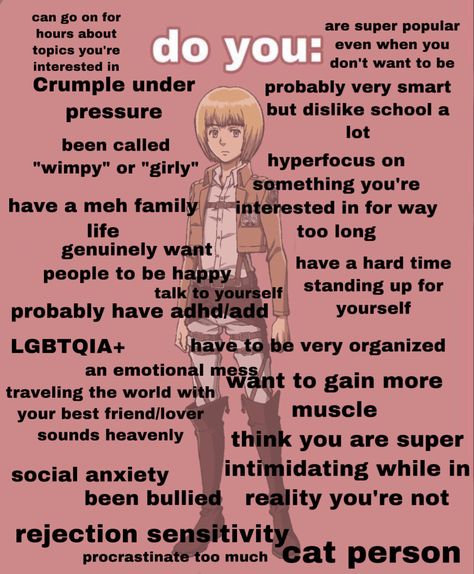 Armin Arlert Headcanons, Armin Kinnie Bingo, Armin Headcanons, Armin Kinnie, Aot Headcanons, Bone App The Teeth, Aot Armin, Aot Memes, Kin List