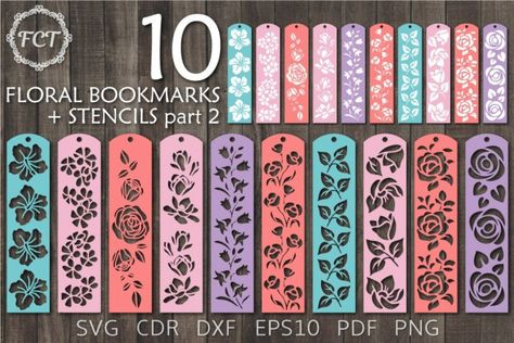 10 Bookmarks with flowers SVG templates, a collection of bookmarks with a cut-out pattern of flowers and leaves. The pattern can also be used as a stencil for drawing. This bookmark can be made in two ways:1. You can simply cut out a template with flowers, or 2. Cut out a template with flowers and a base of a different color, and glue them together. Each pattern is placed in a separate file,... Bookmarks Cricut, Bookmarks With Flowers, Pixel Art Kawaii, Kawaii Dragon, Floral Bookmarks, Svg Templates, Motif Art Deco, Flowers Svg, Cricut Tips