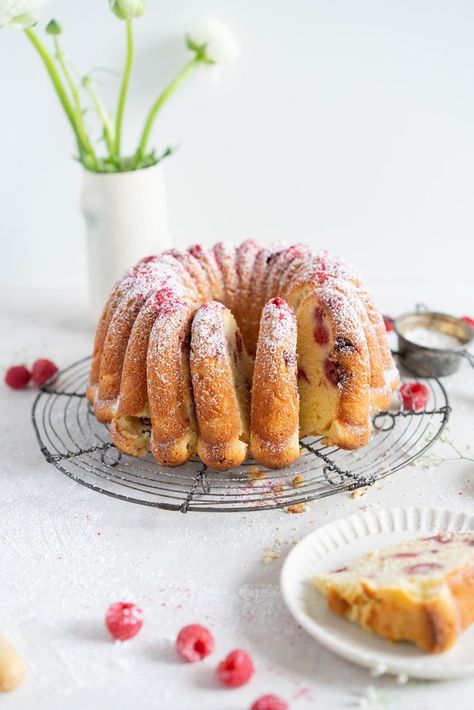 Raspberry Ricotta bundt cake - a tender vanilla bean bundt cake is accented with tart raspberries. This easy, stir together cake is the perfect texture, is simple to put together, and is perfect for feeding a crowd. #bundtcake #ricottacake #raspberrybundt Ricotta Bundt Cake, Western Desserts, Raspberry Ricotta, Cloudy Kitchen, Loaf Cake Recipes, Cake Mixture, Gateaux Cake, Bundt Cakes Recipes, Bundt Cakes