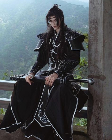 Chinese Men's Clothing, Black Hanfu, Hanfu Male, Traditional Asian Dress, Asian Outfits, Chinese Clothing, Fantasy Clothing, Fantasy Fashion, Character Outfits