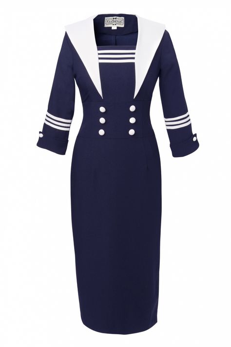 Vintage Sailor Dress | ... collectif clothing clothing dresses pencil dresses tags 40s 50s sailor Vintage Sailor Dress, Gala Attire, Chinese Fancy Dress, Fashion Work Outfit, Vintage Sailor, 1950s Outfits, Business Attire Women, Pencil Dresses, Races Fashion