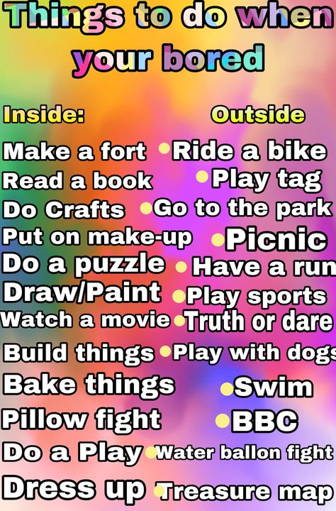 These are things for you to do when your bored and when your inside or outside What To Do Outside When Bored, Easy Things To Do When Bored, What To Do When Bored At Home During Summer, What To Do If You Are Bored At Home, Things To Do Outside, What To Do When I’m Bored At Home, When You Are Bored At Home, What To Do Outside, Things To Do When You’re Bored During The Summer