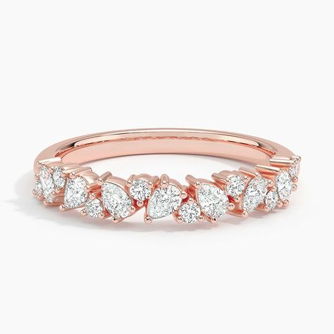 Olivetta Half Coverage Lab Diamond Wedding Ring - 14K Rose Gold. This beautiful ring evokes femininity and romance with scattered round and pear-shaped lab grown diamonds that shimmer along the top of the band (2/5 total carat weight). Rose Gold Anniversary Band, Gold Anniversary Bands, Rose Gold Wedding Band, Rose Gold Diamond Ring, Wedding Anniversary Rings, Rose Gold Wedding Bands, 14k Rose Gold Ring, White Gold Diamond Rings, Diamond Wedding Ring