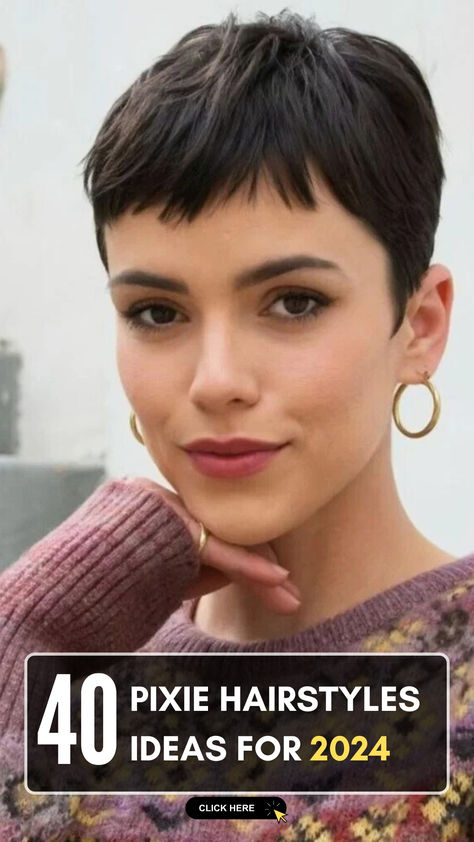 Looking to refresh your look in 2024? Check out these 40 trendy pixie hairstyle ideas that offer bold style for every face shape and hair type! From classic cuts to modern, edgy styles, these pixie cuts are perfect for adding volume, framing your face, and enhancing your natural beauty. Whether you're aiming for a chic, low-maintenance look or something playful, this collection has the best pixie inspirations for the new year. Get inspired and find the pixie cut that suits you best! Pixie Formal Hairstyles, Pixie Haircut Long On Top, 2024 Pixie Cut, Low Maintenance Pixie Haircut, Low Maintenance Pixie, Pixie Inspirations, Dark Pixie Cut, Thick Hair Pixie Cut, Modern Pixie