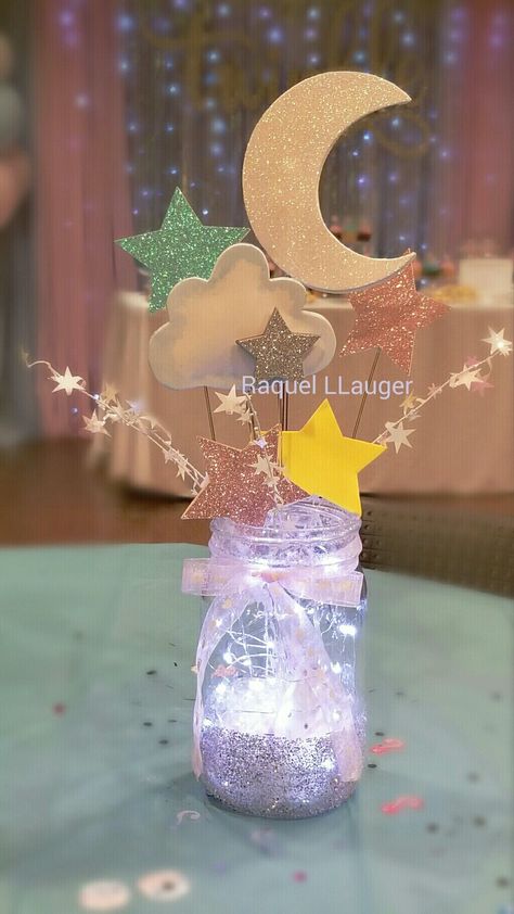 Twinkle Star Centerpiece, Moon Star Bday Theme, 1st Birthday Star Theme, Moon Star Cloud Centerpieces, Twinkle Birthday Theme, Dream Theme Party Decoration, Little Twin Stars Gender Reveal, Twinkle Twinkle Centerpieces, Star Theme Gender Reveal