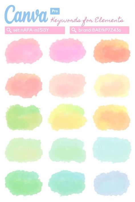 Watercolor brush pastel Canva elements planne Canva Watercolor, Canva Project, Watercolor Font, Watermark Ideas, Keyword Elements Canva, App Background, Canvas Learning, Canva Element, Watercolor Brush