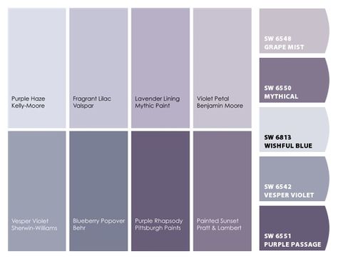 Coastal Purple Paint Colors, Purple And Grey Paint Scheme, Purple Kitchen Designs Color Schemes, Graylac Paint Color, Teal Purple And Grey Living Room, Purple Gray Paint Sherwin Williams, Bluish Purple Paint Colors, Dusty Purple Wall Color, Sherwin Williams Grape Mist