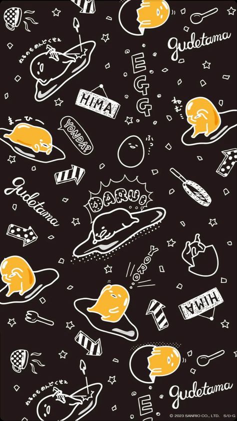 Gudetama Wallpaper Black, Gudetama Wallpaper Iphone, Gudetama Wallpaper, Lazy Egg, Cute Kawaii Animals, Sanrio Wallpaper, Kitty Wallpaper, Kawaii Animals, Real Men