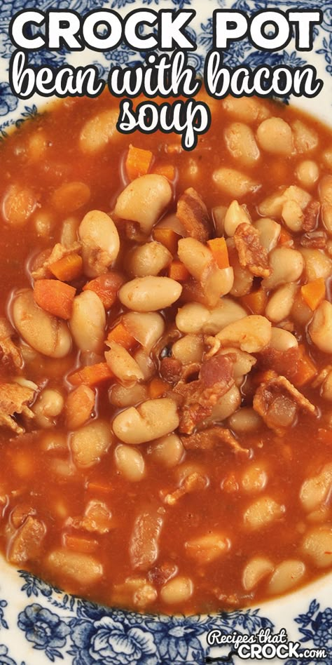 You will be serving up a delicious bowl of comfort food with this Slow Cooker Bean with Bacon Soup recipe. The flavor of this soup is amazing! via @recipescrock Bean And Bacon Soup Crockpot, Bean With Bacon Soup Recipe, Bean With Bacon Soup, Bean Soup Crockpot, Bacon Soup Recipes, Planned Meals, Bean And Bacon Soup, Hair Headpiece, Slow Cooker Beans