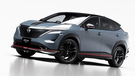 While the 2024 Nissan Ariya e-4orce is no slouch, Nissan's Nismo tuning group figured out a way to improve the performance of its all-electric SUV. Nissan Ariya, Ev Suv, Nissan Nismo, 20 Inch Wheels, Crossover Suv, Tyre Fitting, Japanese Market, Automotive News, Electric Vehicles