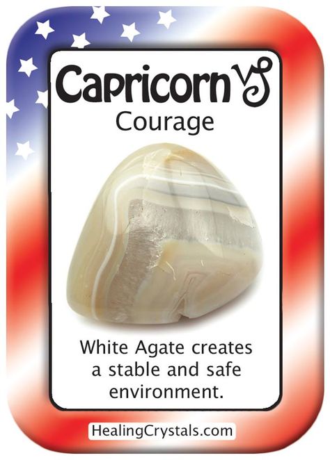 CAPRICORN COURAGE: Use White Agate to create a stable and safe environment. Capricorn Traits, Capricorn Facts, Safe Environment, Love Astrology, Zodiac Stones, Crystals Healing Properties, Spiritual Crystals, Crystal Therapy, Crystal Healing Stones