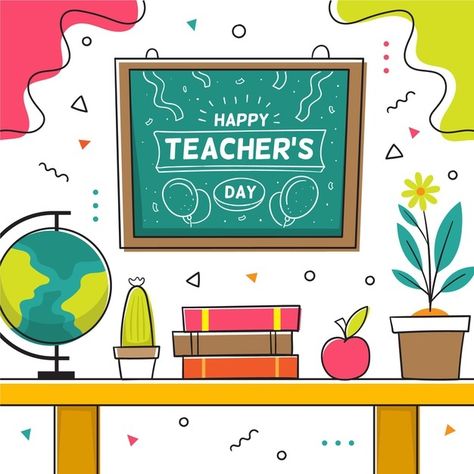 Hand drawn teachers' day illustration | Free Vector #Freepik #freevector #hand #education #hand-drawn #celebration Gratitude Display, Teachers Day Illustration, Happy Teacher's Day Images, Teachers Day Drawing, Teachers Day Poster, Teachers Day Greetings, Teacher Motivation, World Teacher Day, Teachers Day Card