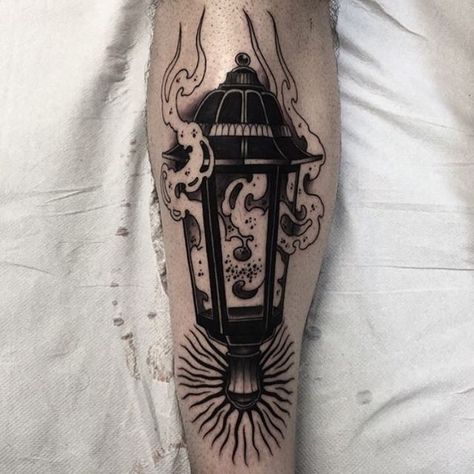 Untitled Traditional Tattoo Lantern, Tattoo Lantern, Traditional Lantern Tattoo, Shin Tattoos, Lantern Tattoo Design, Lamp Tattoo, Lantern Tattoo, Shin Tattoo, Candle Tattoo