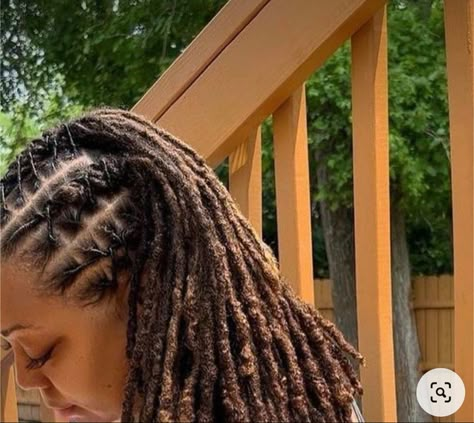 Front Barrel Twist Locs Women, Cornrow Loc Styles For Women, Loc Braids Styles, Barrel Twist Styles Locs Women, Loc Styles Retwist, Professional Loc Styles, Loc Hairstyles For Women Medium Length, Loc Styles Long Hair, Two Strand Loc Styles For Women