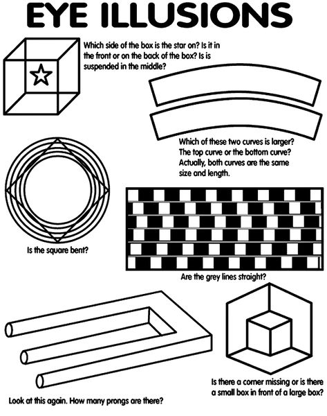 optical illusions  visual aid worksheet Optical Illusions For Kids, Optical Illusion Photos, Op Art Lessons, Eye Illusions, Art Handouts, Illusion Pictures, Art Optical, Shapes Worksheets, Art Worksheets