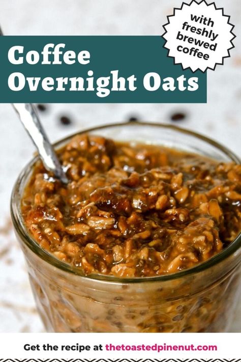 Coffee overnight oats are made with freshly brewed coffee, sweetened with honey and a touch of vanilla. A tasty prep ahead breakfast! Overnight Oats With Oat Milk, Prep Ahead Breakfast, Coffee Overnight Oats, Vanilla Overnight Oats, 2024 Meals, Homemade Cashew Milk, Biscoff Cookie Butter, Overnight Oats Healthy, Honey Oatmeal